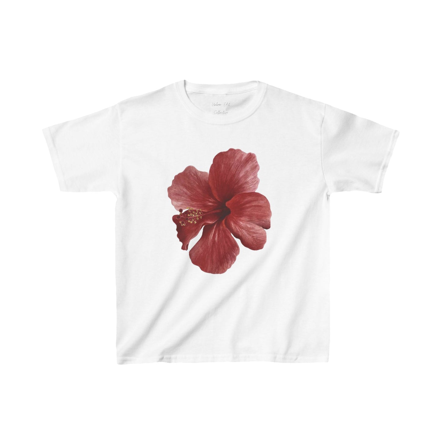 deep red floral baby tee